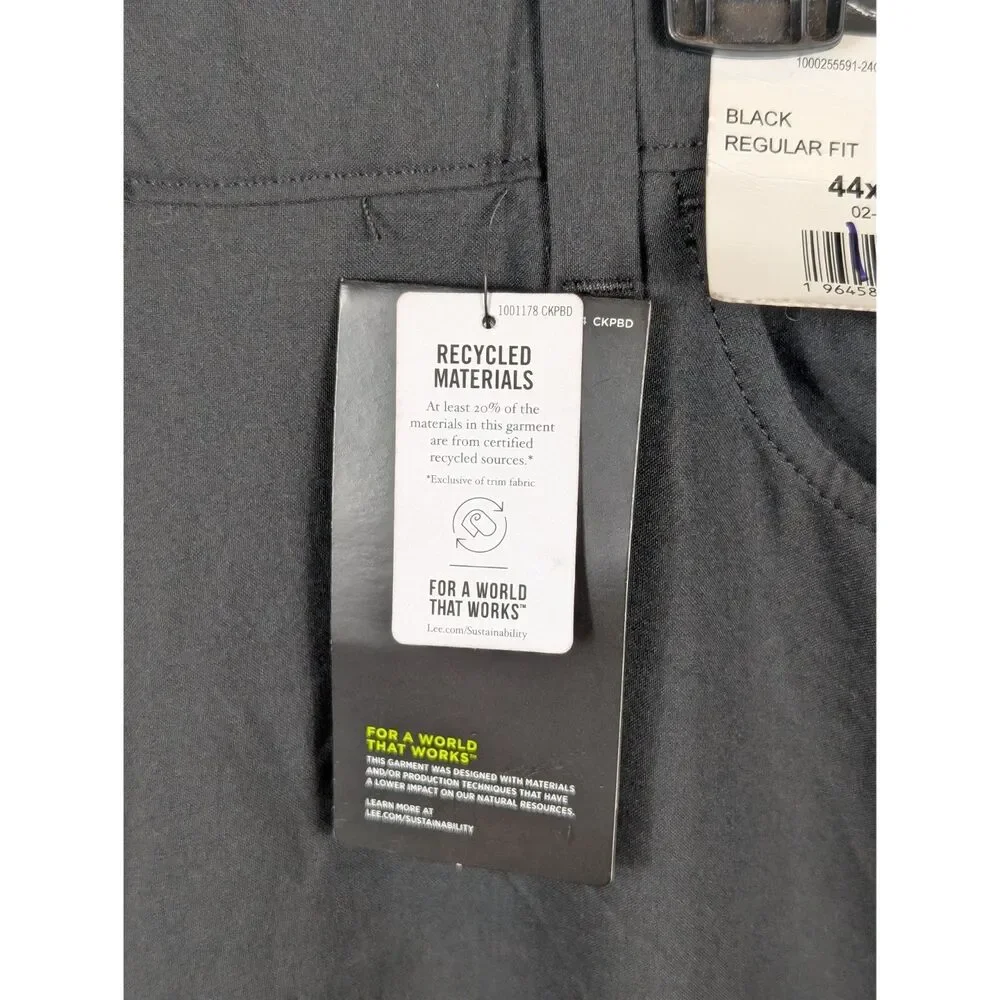 Lee Golf Series Pants Regular Fit Regular Taper Black Men's Size 44x30 NWT
